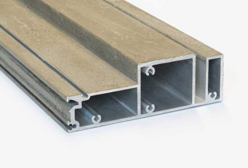 Aluminum extruded profile with thin concrete surface