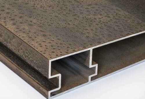 Bronze surface with fine texture on aluminum extruded profile