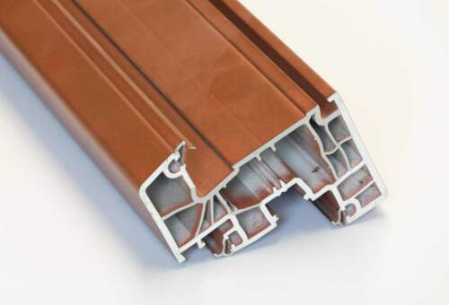 Plastic window profile coated with copper ultra thin